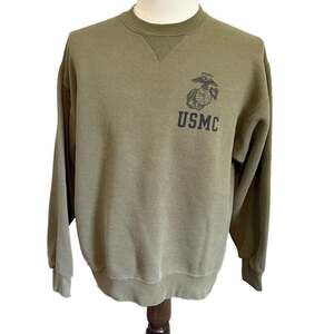 Vintage Soffe USMC Marine Corps Olive Green Crewneck Sweatshirt Large